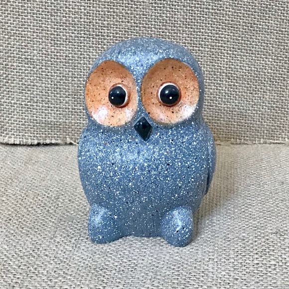 Other - Speckled Gray Owl Figurine Kitsch Dark Academia Fairy Core Woodland Whimsical